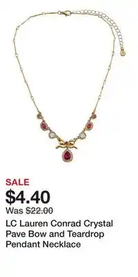 Kohl's LC Lauren Conrad Crystal Pave Bow and Teardrop Pendant Necklace offer