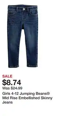 Kohl's Girls 4-12 Jumping Beans Mid Rise Embellished Skinny Jeans offer