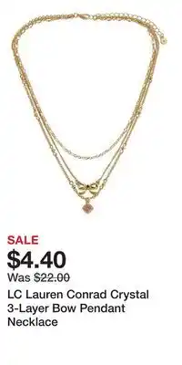 Kohl's LC Lauren Conrad Crystal 3-Layer Bow Pendant Necklace offer