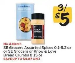 Winn Dixie SE Grocers Assorted Spices or Bread Crumbs offer