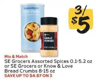 Winn Dixie SE Grocers Assorted Spices or Bread Crumbs offer