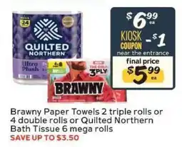 Winn Dixie Brawny paper towels or Quilted Northern bath tissue offer