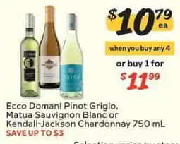 Winn Dixie Ecco Domani Pinot Grigio, Matua Sauvignon Blanc or Kendall-Jackson Chardonnay offer