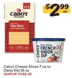 Winn Dixie Cabot Cheese Slices 7 oz or Daisy Dip 16 oz offer