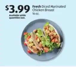 Aldi Fresh Diced Marinated Chicken Breast offer
