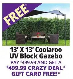 Ocean State Job Lot 13' X 13' Coolaroo UV Block Gazebo offer