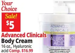Ocean State Job Lot Advanced Clinicals Spa Size Hyaluronic Acid Instant Skin Hydrator 16 oz offer