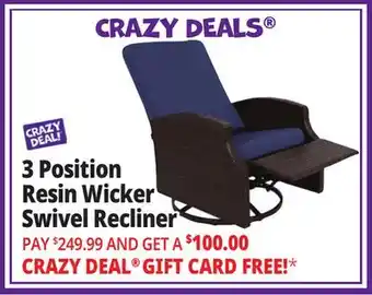 Ocean State Job Lot 3 Position Swivel Recliner Chair offer