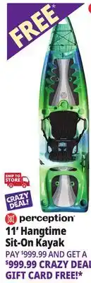 Ocean State Job Lot Perception Hangtime 11.0 Recreational Kayak Dapper offer