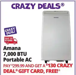 Ocean State Job Lot Amana 7 000 BTU (4 500 DOE) Portable Air Conditioner offer