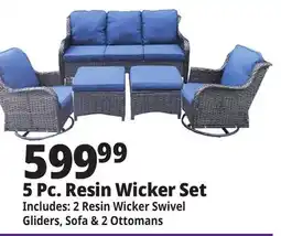 Ocean State Job Lot 5-Piece Resin Wicker Set Blue/Dark Brown offer