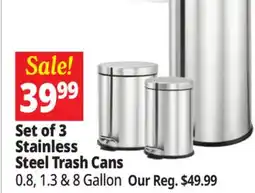 Ocean State Job Lot Set of 3 Stainless Steel Trash Cans offer