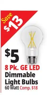 Ocean State Job Lot 8 Pk. GE LED Dimmable Light Bulbs offer