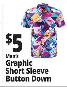 Ocean State Job Lot Men's Graphic Short Sleeve Button Down offer