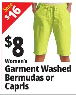 Ocean State Job Lot Women's Garment Washed Bermudas or Capris offer