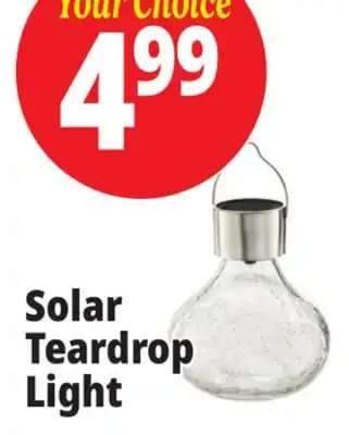 Ocean State Job Lot Outdoor Living Accents Solar Glass Teardrop LED Table Top Light offer