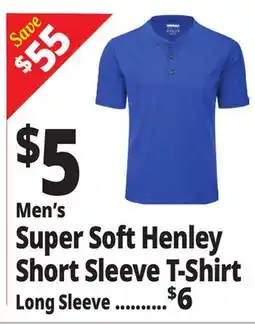Ocean State Job Lot Men's Super Soft Henley Short Sleeve T-Shirt offer