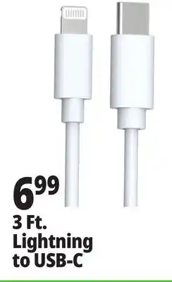 Ocean State Job Lot TechBunch Lightning to USB-C Charging Cable 3' offer
