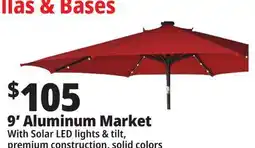 Ocean State Job Lot 9' Aluminum Market Umbrella with Solar LED Lights offer