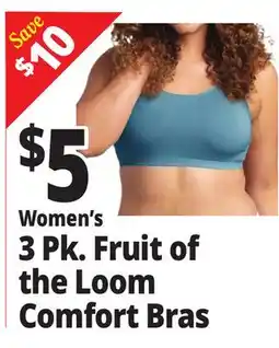 Ocean State Job Lot Women's 3 Pk. Fruit of the Loom Comfort Bras offer