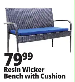 Ocean State Job Lot Resin Wicker Bench with Cushion offer