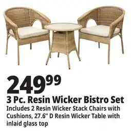 Ocean State Job Lot 3-Piece Resin Wicker Bistro Set Tan offer