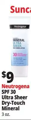 Ocean State Job Lot Neutrogena SPF 30 Ultra Sheer Dry-Touch Mineral offer