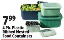 Ocean State Job Lot 4 Pk. Plastic Ribbed Nested Nested Food Containers offer