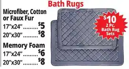 Ocean State Job Lot Bath Rugs Microfiber, Cotton or Faux Fur offer