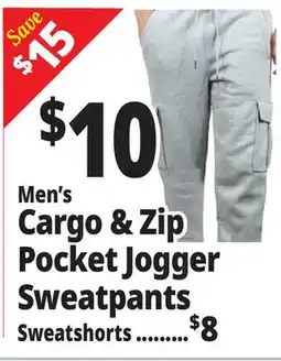 Ocean State Job Lot Men's Cargo & Zip Pocket Jogger Sweatpants offer