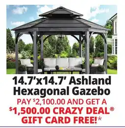 Ocean State Job Lot 14.7'x14.7' Ashland Hexagonal Gazebo offer