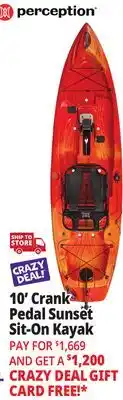 Ocean State Job Lot Perception Crank 10.0 Recreational Pedal Kayak Dapper offer