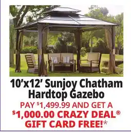 Ocean State Job Lot Sunjoy Chatham 10' x 12' Hardtop Gazebo with Netting offer