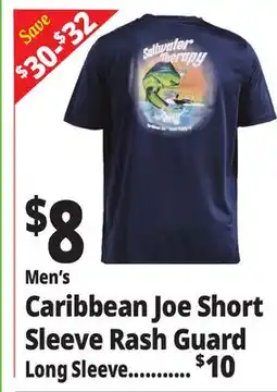 Ocean State Job Lot Men's Caribbean Joe Short Sleeve Rash Guard offer