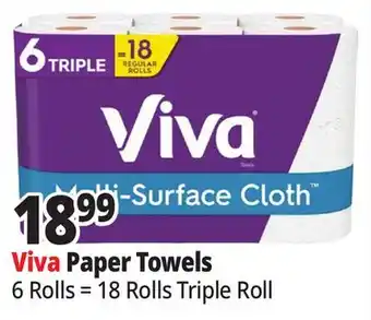 Ocean State Job Lot Viva Multi Surface Triple Roll Paper Towel 6=18 offer