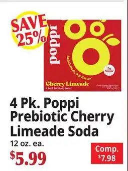 Ocean State Job Lot 4 Pk. Poppi Prebiotic Cherry Limeade Soda offer