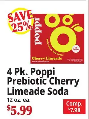 Ocean State Job Lot 4 Pk. Poppi Prebiotic Cherry Limeade Soda offer