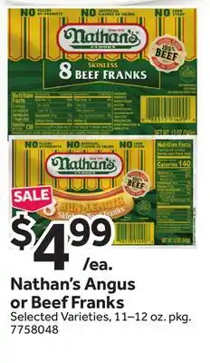 Stop&Shop Nathan's Angus or Beef Franks offer