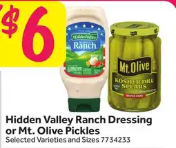 Stop&Shop Hidden Valley Ranch Dressing or Mt. Olive Pickles offer