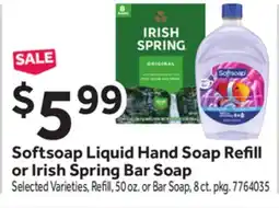 Stop&Shop Softsoap Liquid Hand Soap Refill or Irish Spring Bar Soap offer