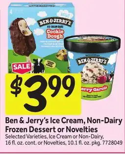 Stop&Shop Ben & Jerry's Ice Cream, Non-Dairy Frozen Dessert or Novelties offer