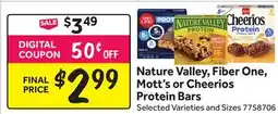 Stop&Shop Nature Valley, Fiber One, Mott's or Cheerios Protein Bars offer