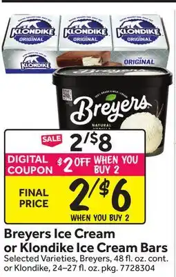 Stop&Shop Breyers Ice Cream or Klondike Ice Cream Bars offer