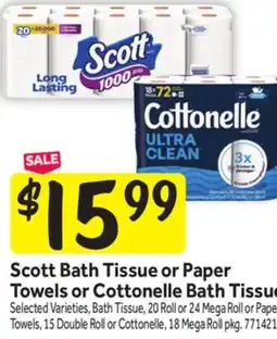 Stop&Shop Scott Bath Tissue or Paper Towels or Cottonelle Bath Tissue offer