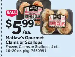 Stop&Shop Matlaw's Gourmet Clams or Scallops offer