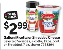 Stop&Shop Galbani Ricotta or Shredded Cheese offer