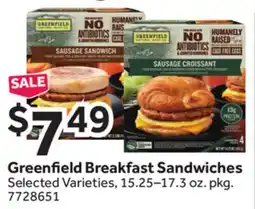 Stop&Shop Greenfield Breakfast Sandwiches offer