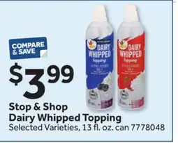 Stop&Shop Stop & Shop Dairy Whipped Topping offer