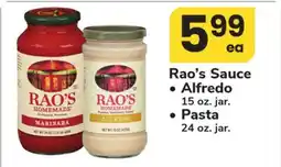 ACME Rao's Sauce Alfredo 15 oz. jar., Pasta 24 oz. jar offer