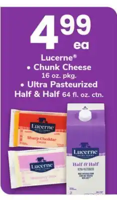 ACME Lucerne Chunk Cheese 16 oz. pkg. Ultra Pasteurized Half & Half 64 fl. oz. ctn offer
